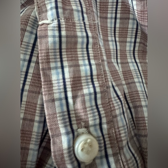 Mattabisch Napoli - Men's Brown Blue White Plaid Shirt (15.75, 40) - Picture 8 of 10